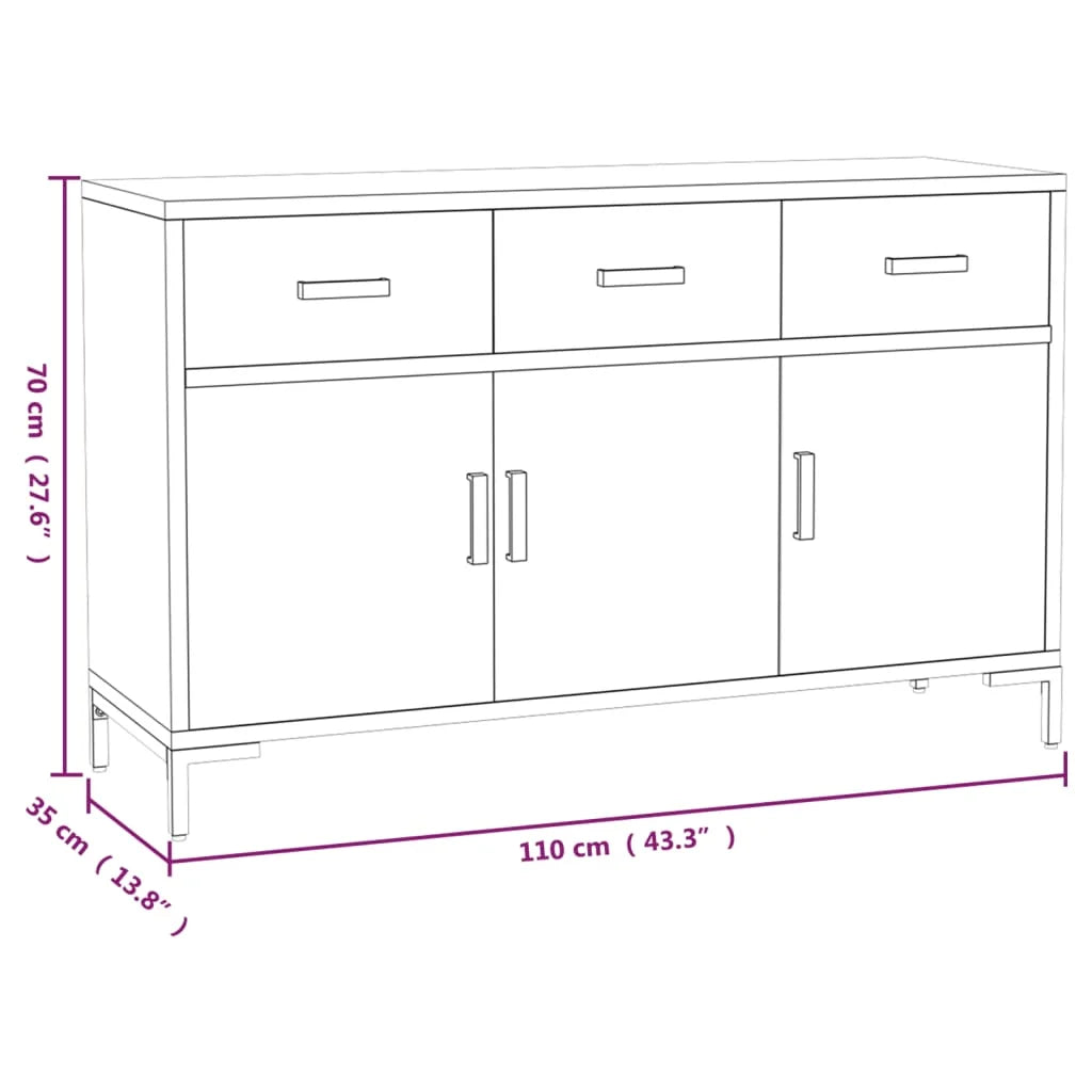 Black Solid Wood Pine Sideboard A367664
