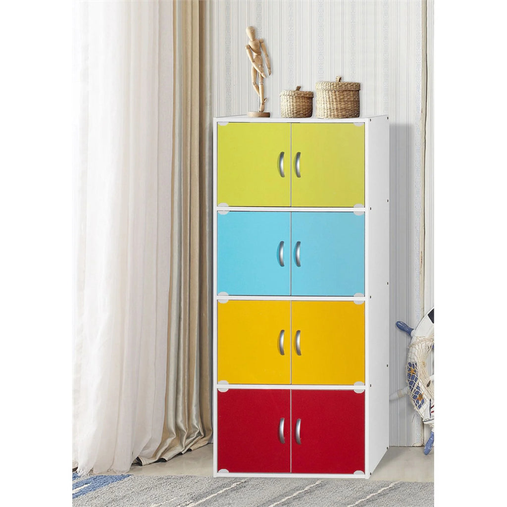 4 Shelf 8 Door Wooden Bookcase Cabinet A531