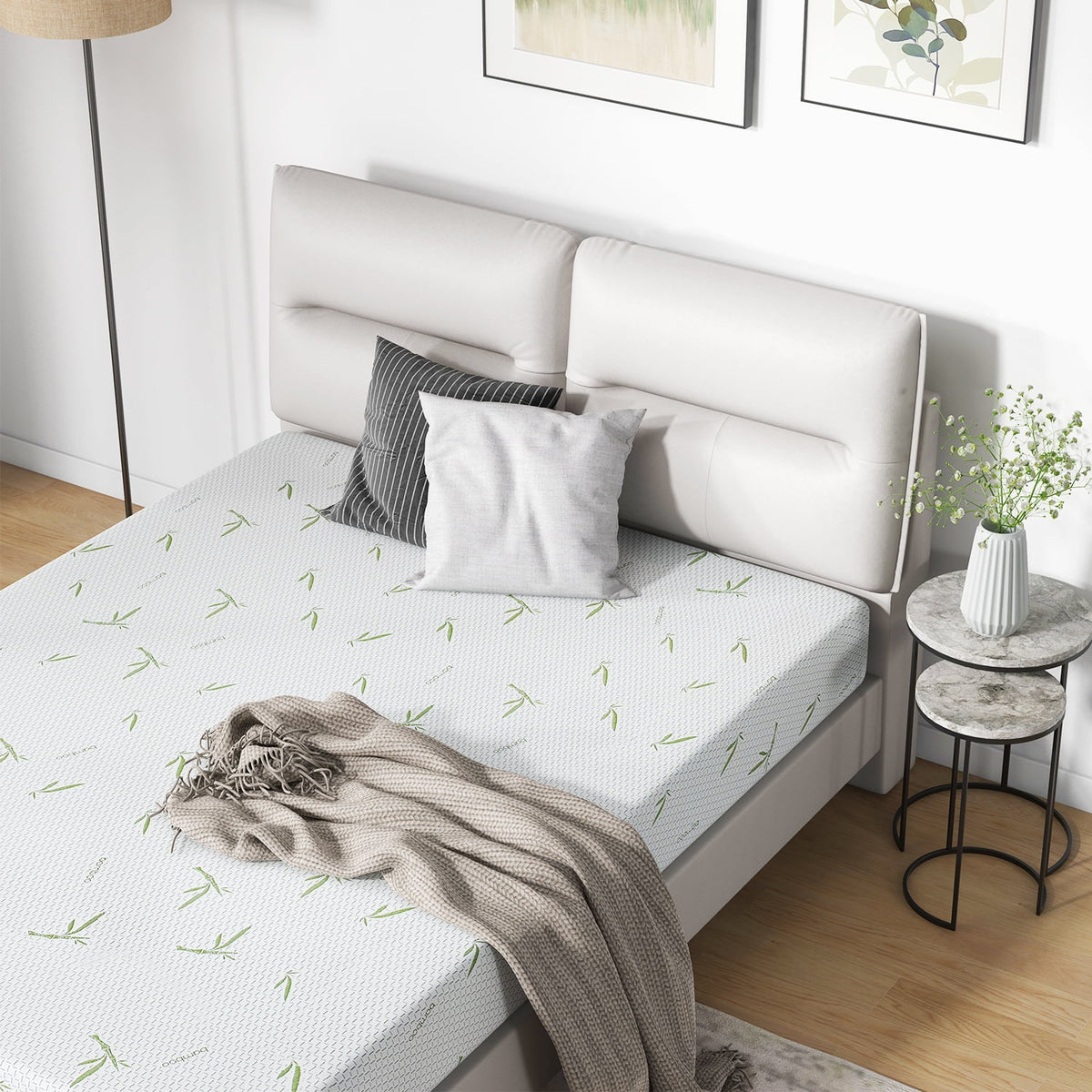 6'' Twin Size Memory Foam Mattress with Bamboo Pattern Cover B800860