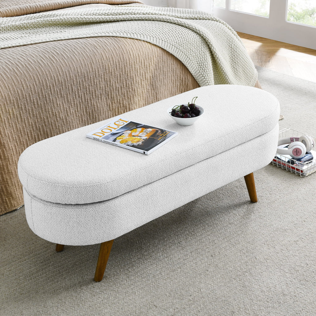 Oval Storage Bench with Rubber Wood Legs L393212