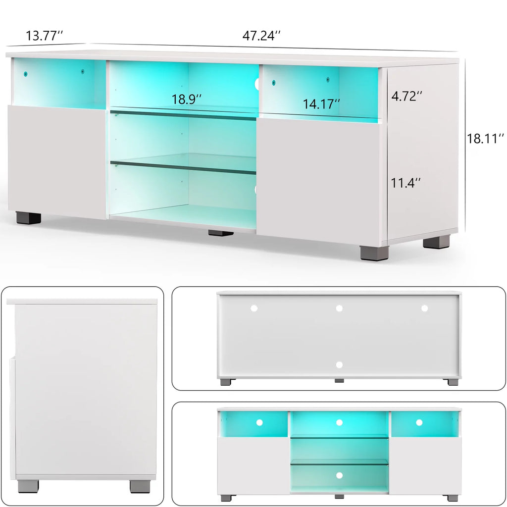Black LED TV Stand with Glossy Cabinets H185188