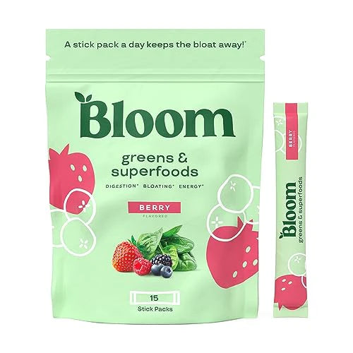 Super Greens Powder Smoothie Mix 15 Stick Packs Probiotics Digestive Enzymes Berry K945906