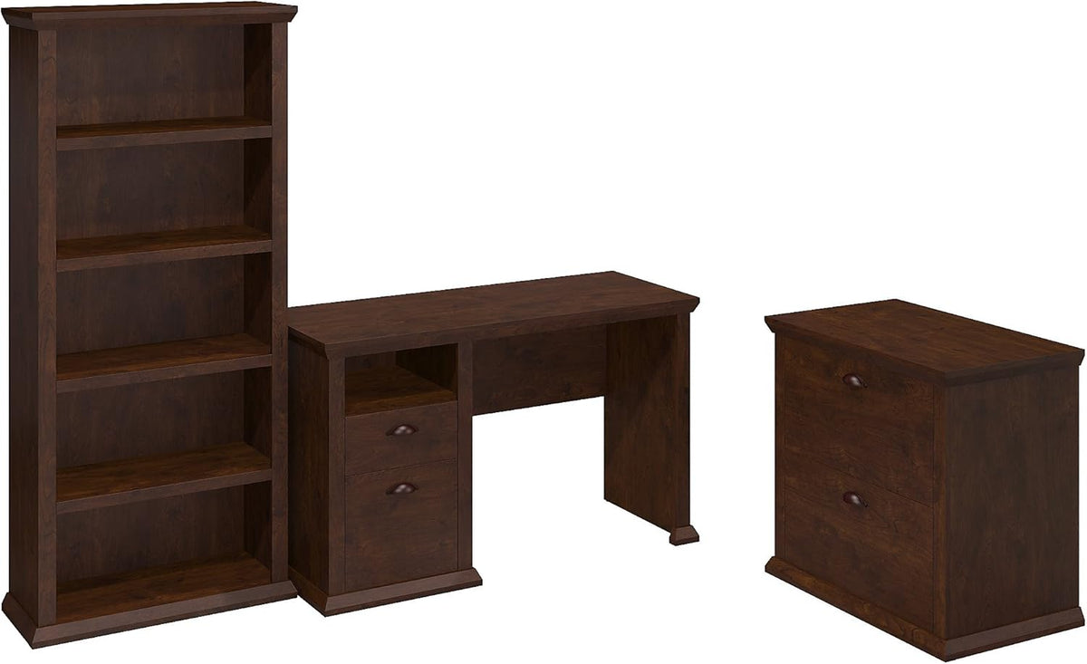 Antique Cherry Home Office Desk with Lateral File Cabinet Z3223