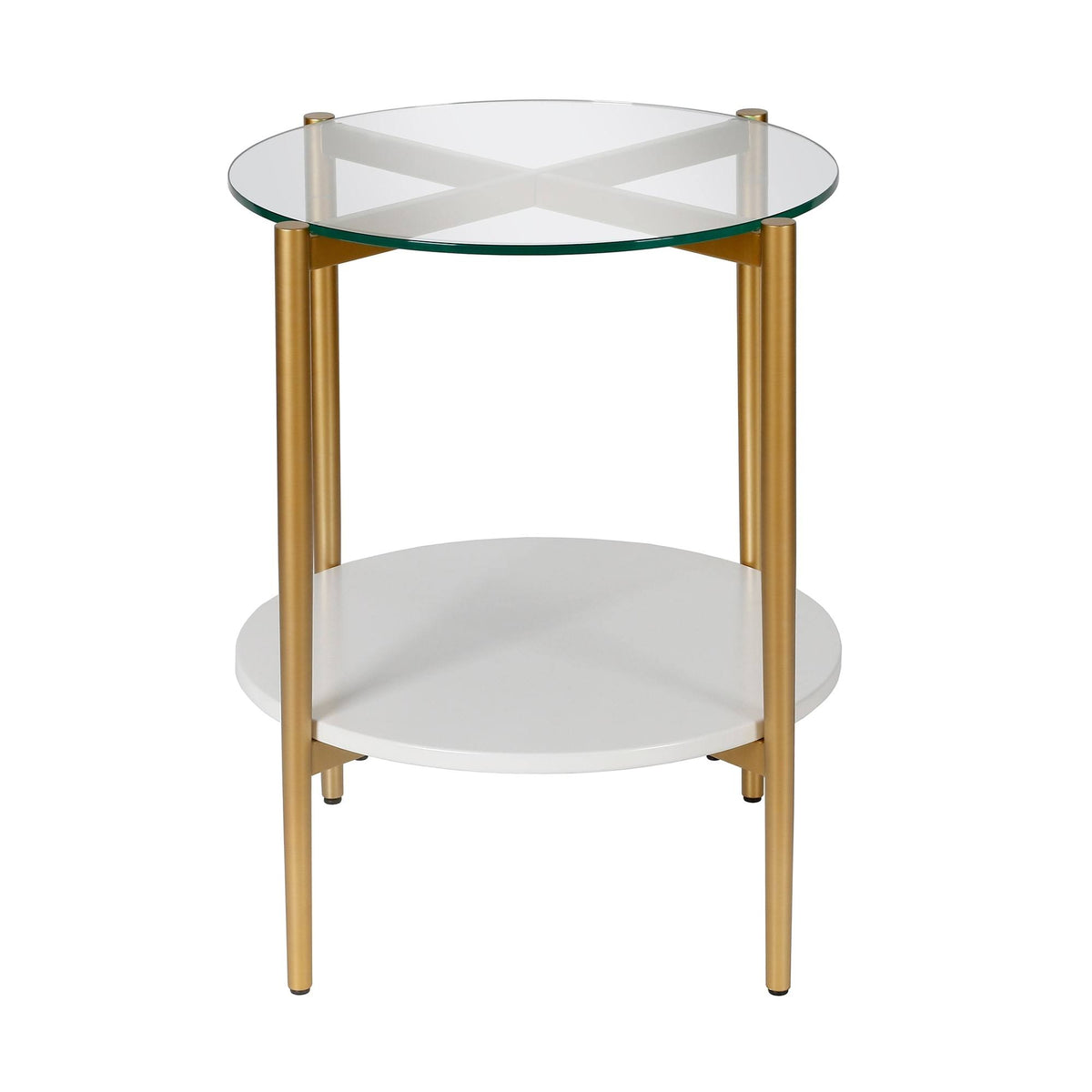 Blackened Bronze Side Table with Faux Marble Shelf J12919
