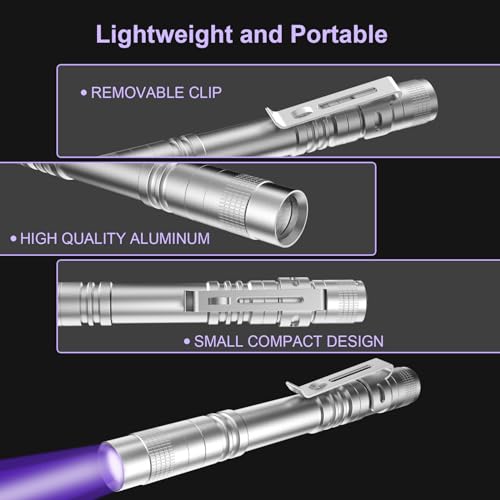 UV Black Light Flashlights, 4 Pack 395nm Mini Pen Lights with Clip, Waterproof Ultraviolet Flashlights G401054
