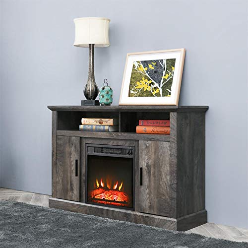 Electric Fireplace TV Stand Entertainment Center Corner Fire Place Heaters Tv Console for TVs up to 42" Wide, Rustic P902410