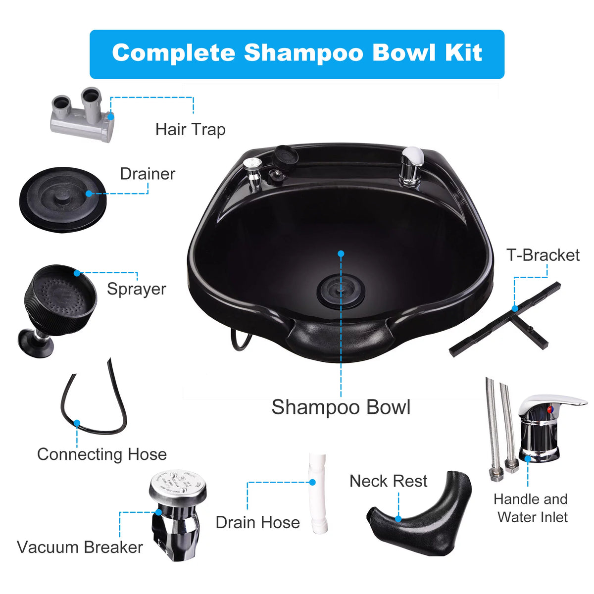 Shampoo Bowl with Vacuum Breaker and Neck Rest Y919731