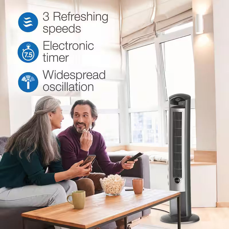 42 in. 3-Speed Oscillating Tower Fan with Remote Control L743620