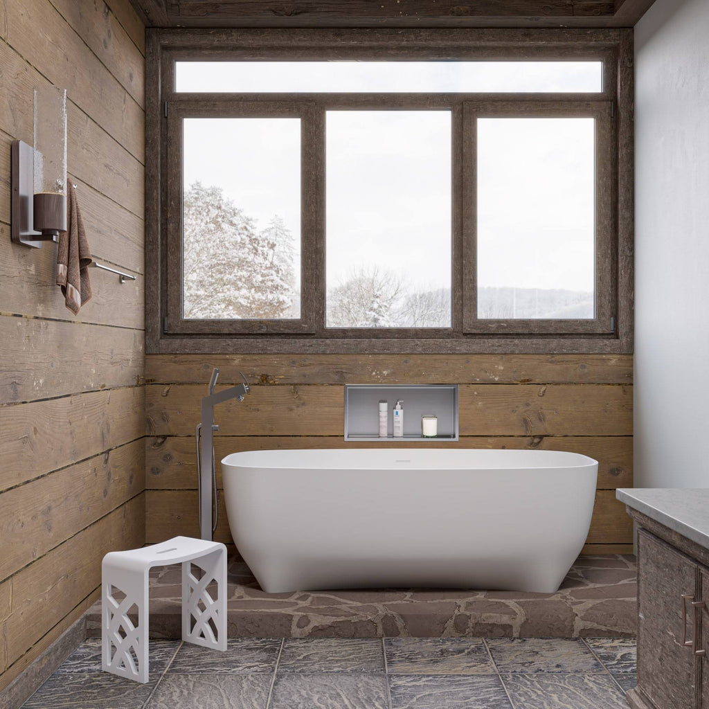 White Matte Bathroom Shower Stool J777823