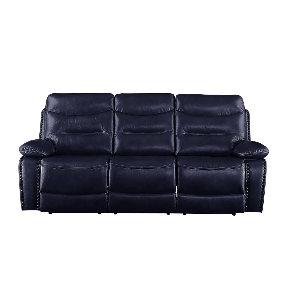 Navy Blue Leatherette Tufted Motion Sofa E6403