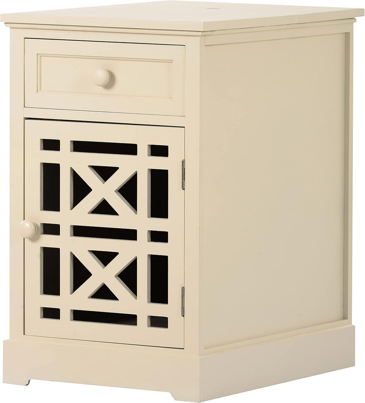 Navy Blue Antique End Table with Drawer and Storage Cabinet I786477