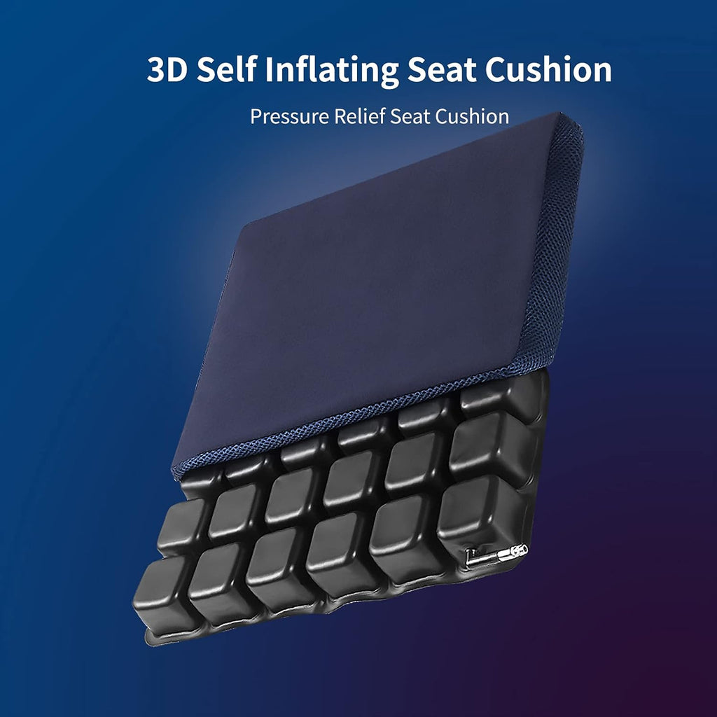 Self Inflating Seat Cushion, Non-Slip, 16 x 16 U6309