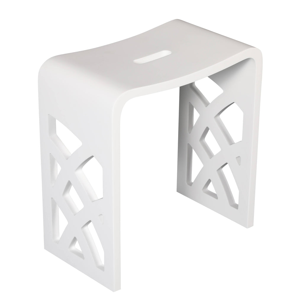 White Matte Bathroom Shower Stool J777823
