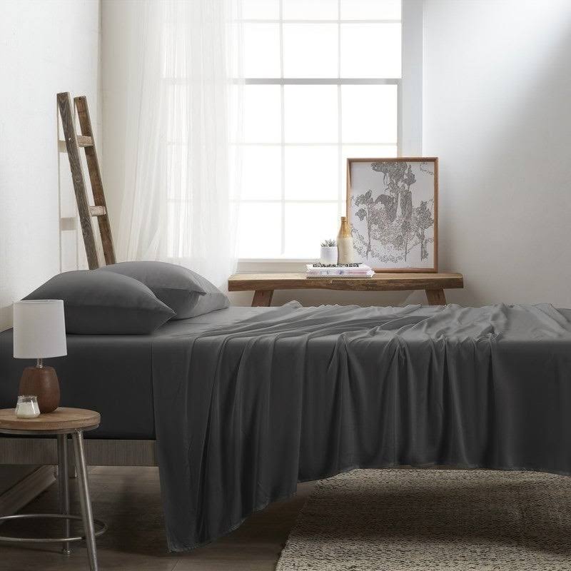 Rayon from Bamboo 4 Piece Bed Sheet Set California King Light Blue A2589