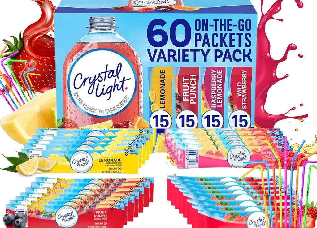 60 Flavored Drink Mix Packets Variety Pack V403