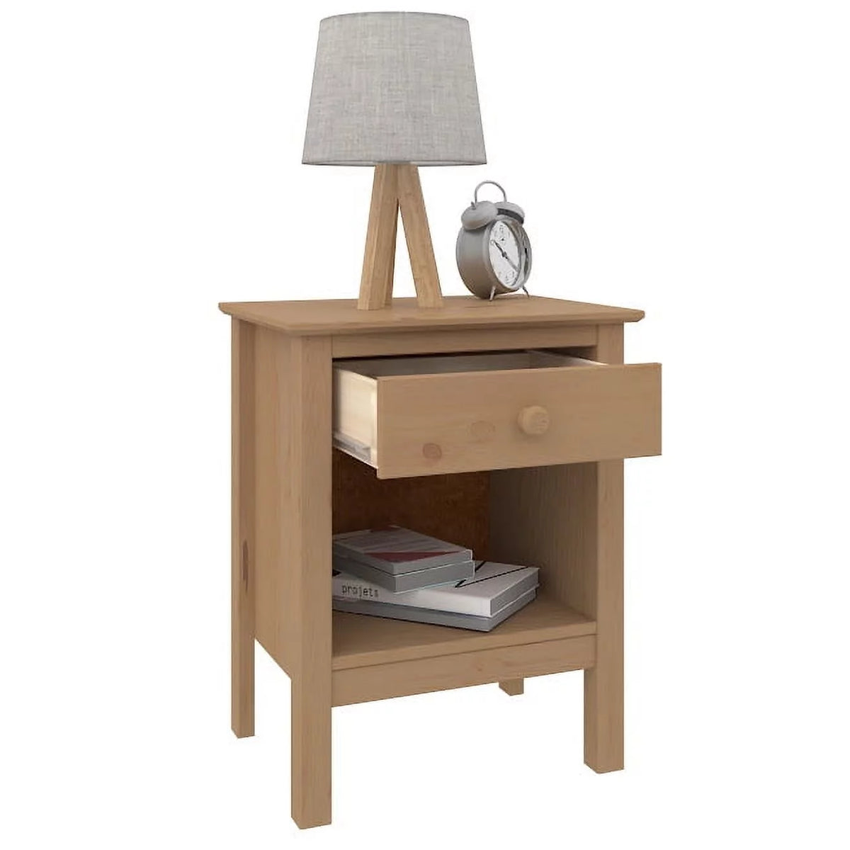 Solid Wood Nightstand with Drawer X7099