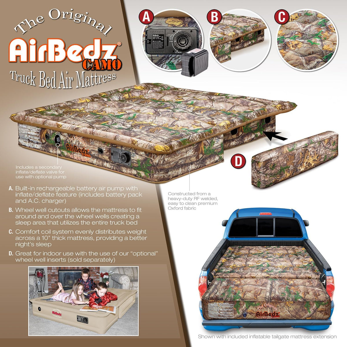 Truck Bed Air Mattress 5.5 ft > 5 ft Mid Size Short Bed E91613
