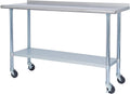 Stainless Steel Metal Work Table with Backsplash, 24 x 60 Inches M9420