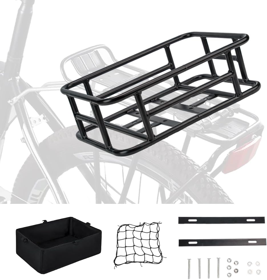 Large Rear Removable Metal Bicycle Basket with Black Liner D88745
