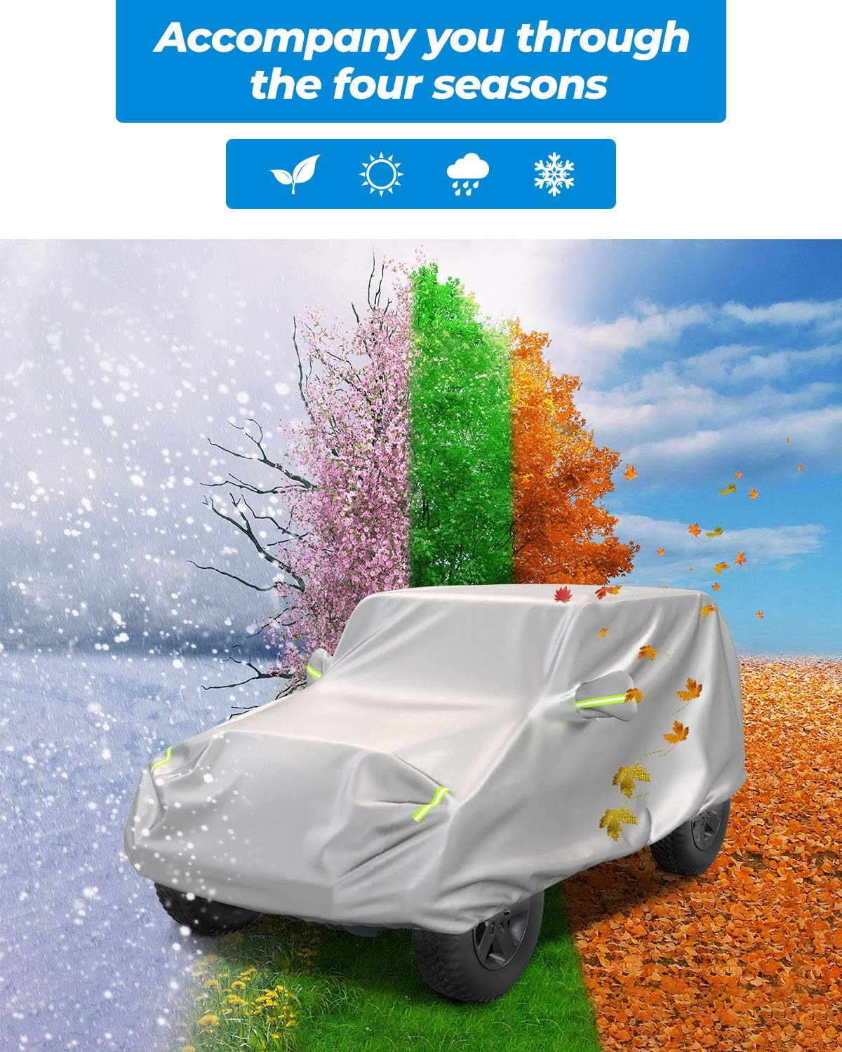 Compatible with Wrangler 1987-2022 2 Doors Car Cover, 150D Oxford Cloth, Waterproof D73283