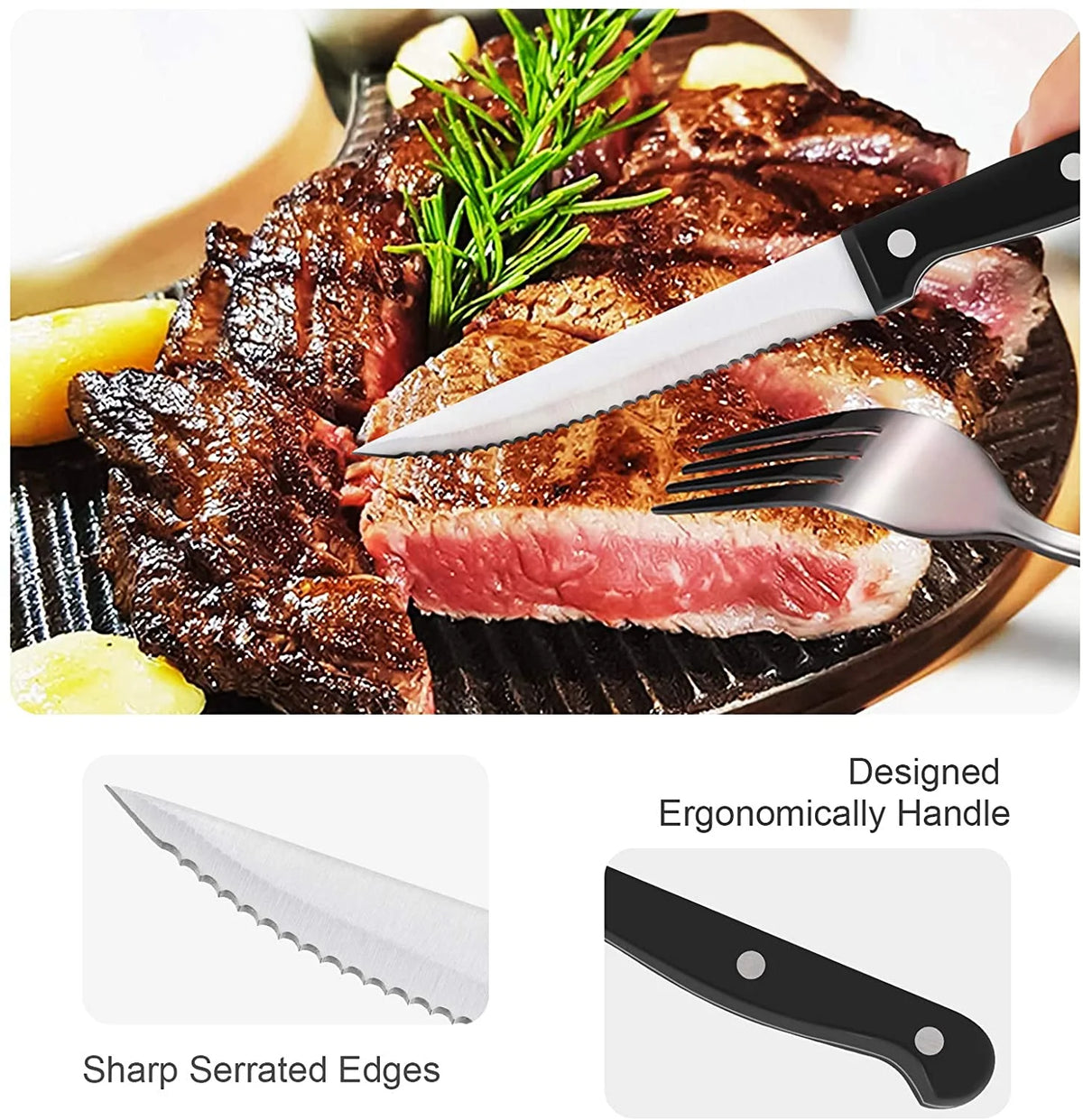 36-Piece Stainless Steel Flatware Set with Steak Knives W456