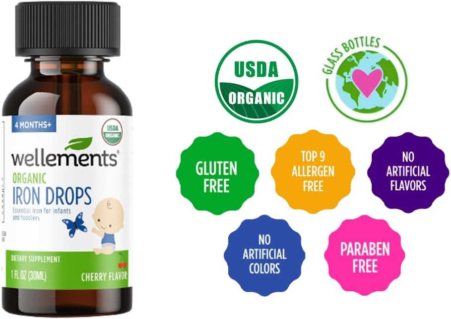 Organic Iron Drops for Babies, Cherry Flavor, 1 Fl Oz C433988