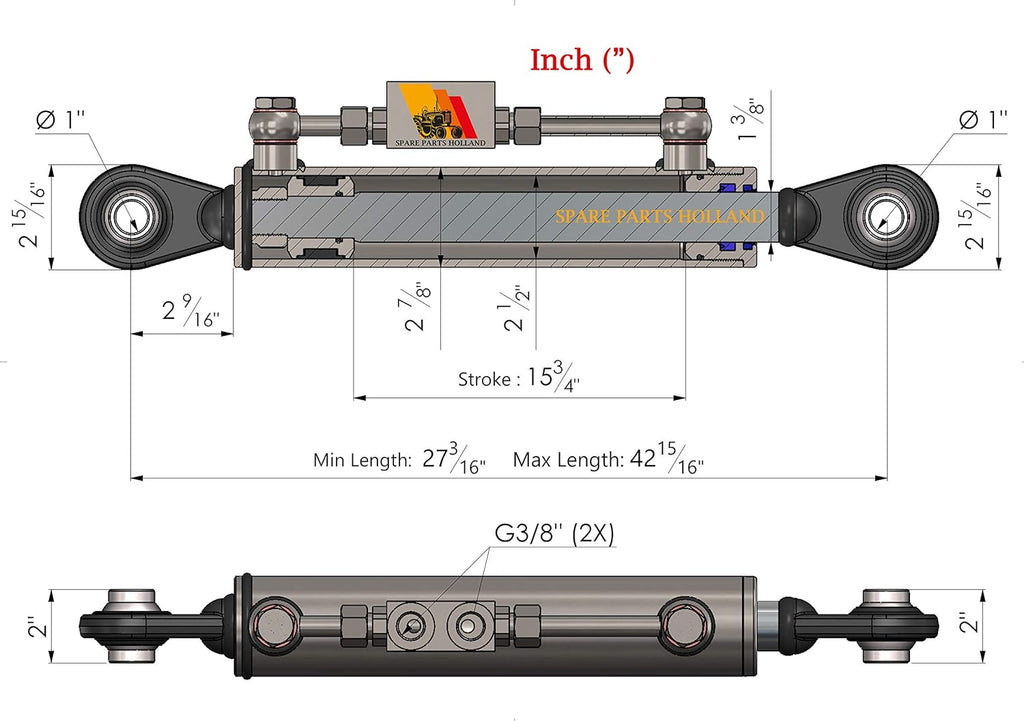 Hydraulic Top Link Cat. 2-2 with Locking Block E190331