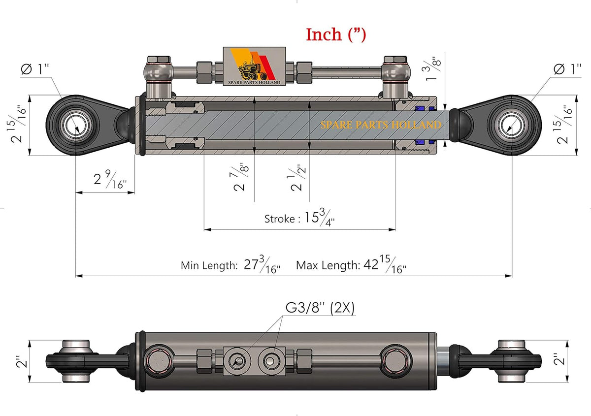 Hydraulic Top Link Cat. 2-2 with Locking Block E190331