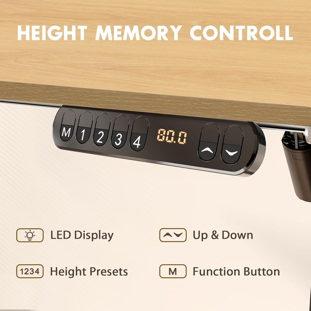 Electric Standing Desk 48 x 24 Inch Adjustable Height Desk with 4 Memory Presets (Maple) G311463