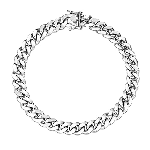 925 Sterling Silver Solid Italian Miami Cuban Link Chain Bracelet A404