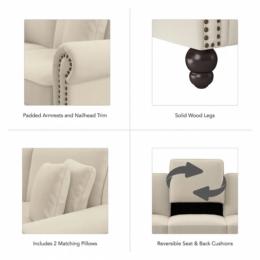 Cream Herringbone Fabric Sofa U967694
