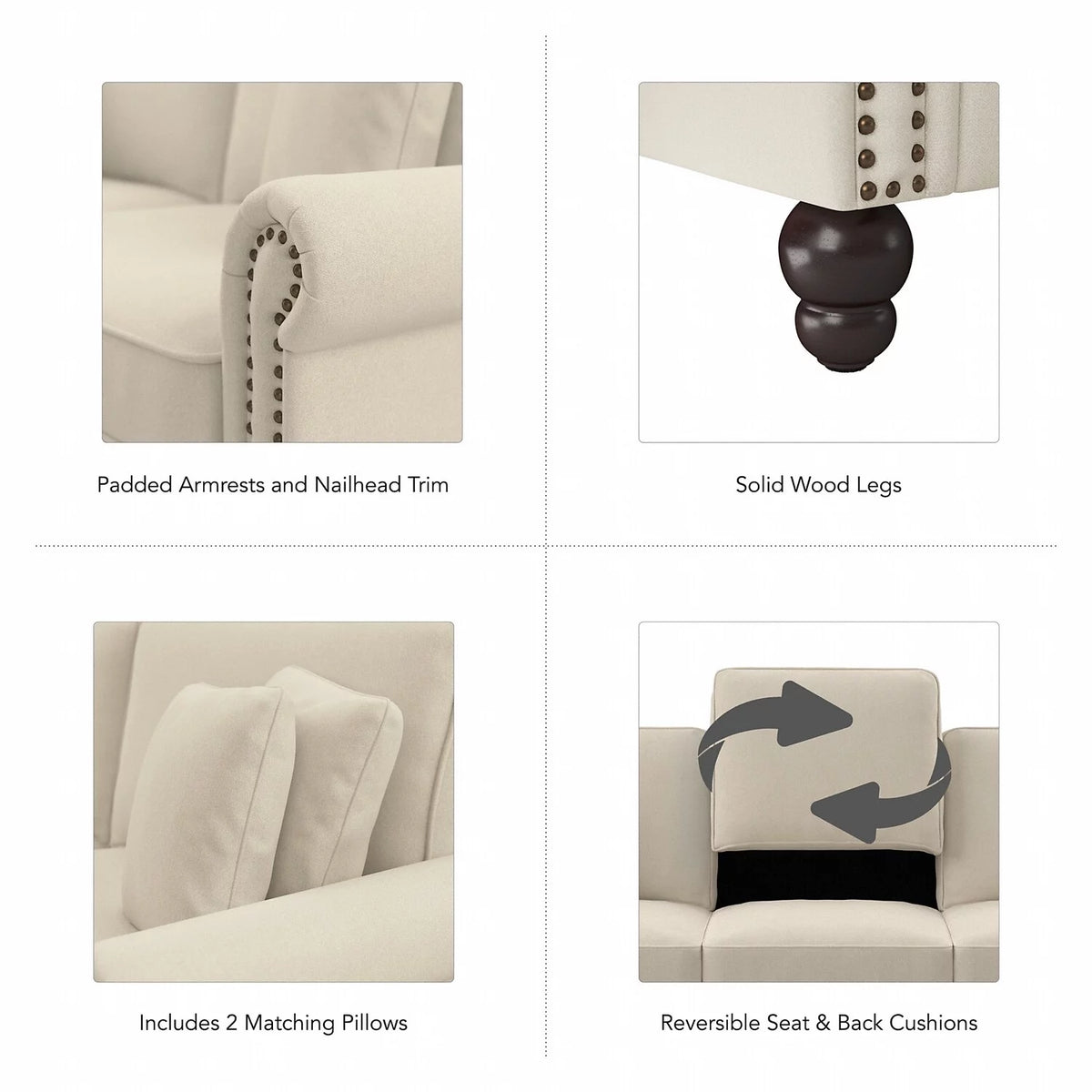 Cream Herringbone Fabric Sofa U967694