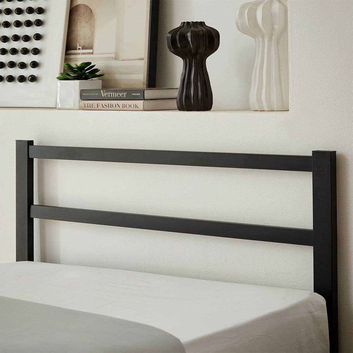 Metal Platform Bed Frame with Headboard and Footboard, Twin, Matte Black D876485