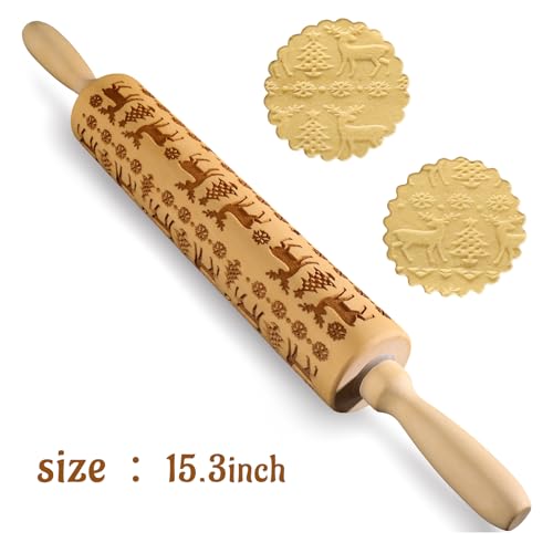Embossed Wooden Rolling Pin P45354