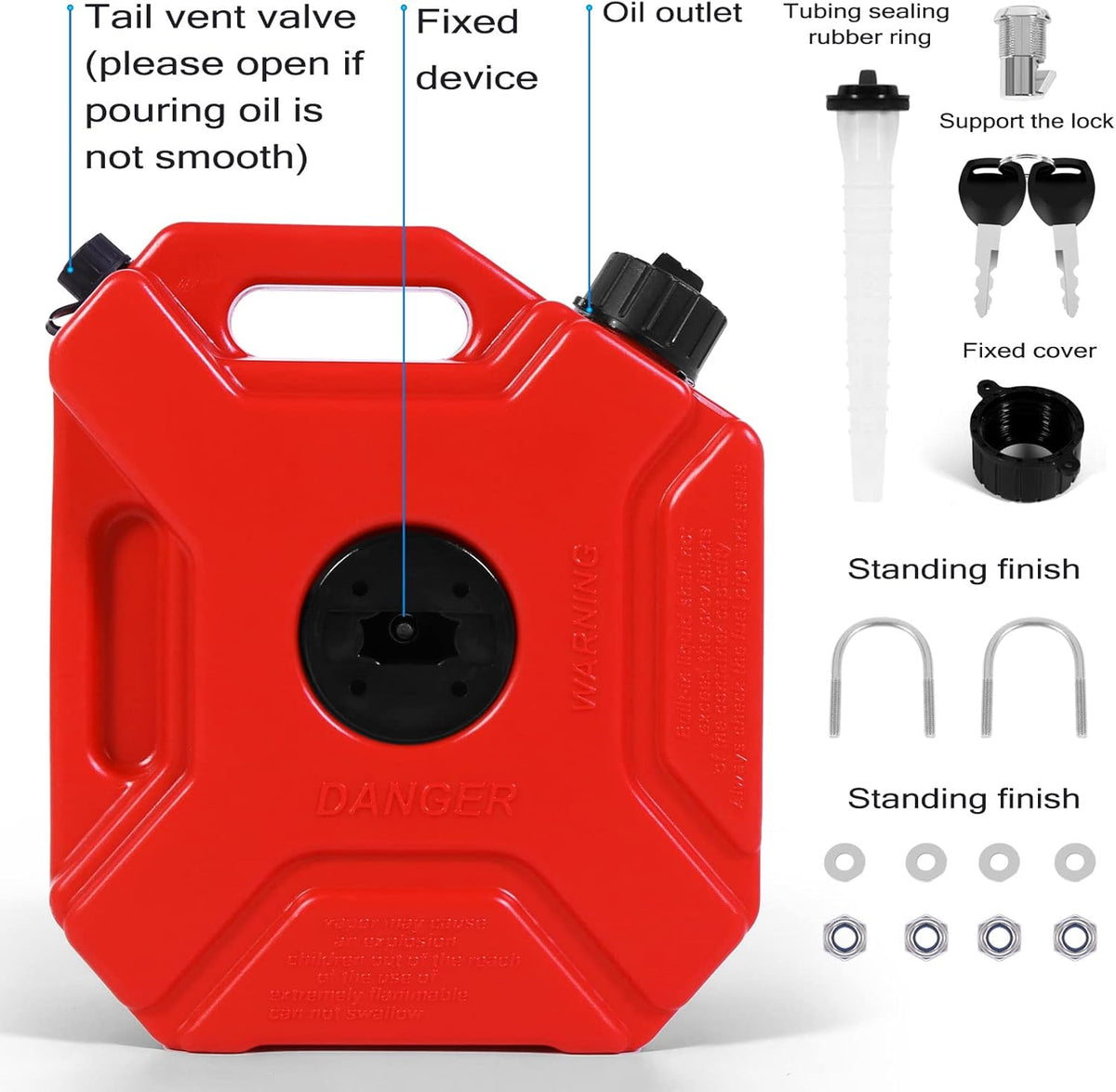 Red Poly Gas Can 5L Pack of 2 E507990