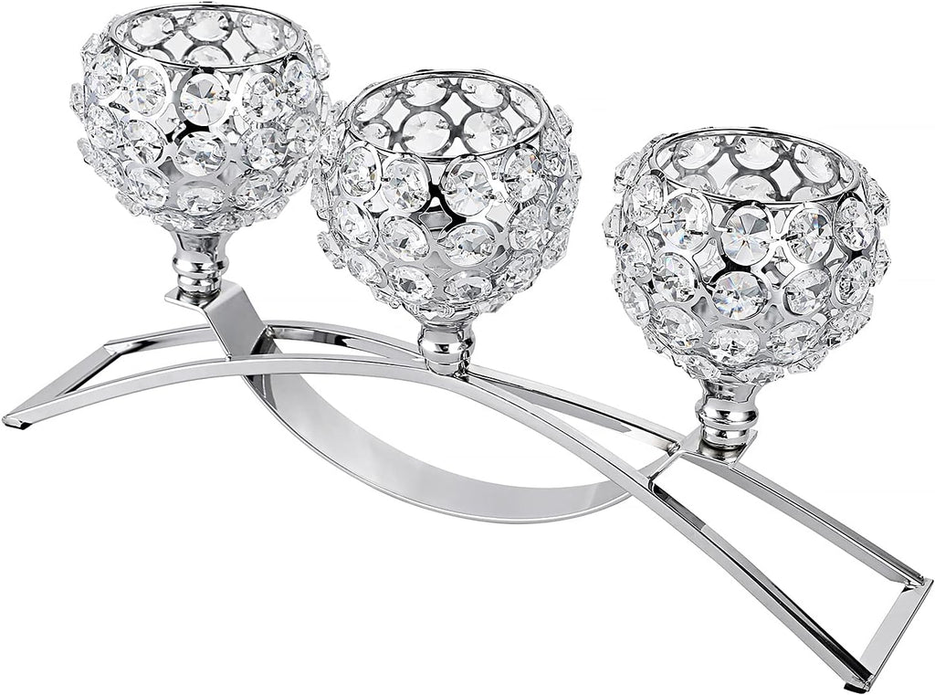 3 Arms Crystal Candle Holders Candelabra (Golden) N640027