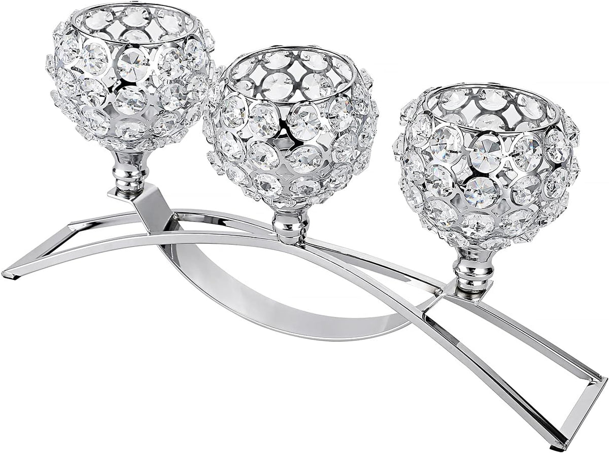 3 Arms Crystal Candle Holders Candelabra (Golden) N640027