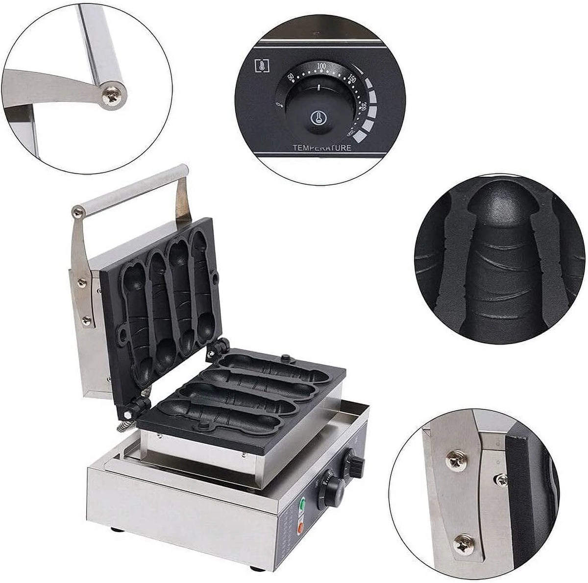 Commercial Waffle Maker with Timer and Temperature Control F796292