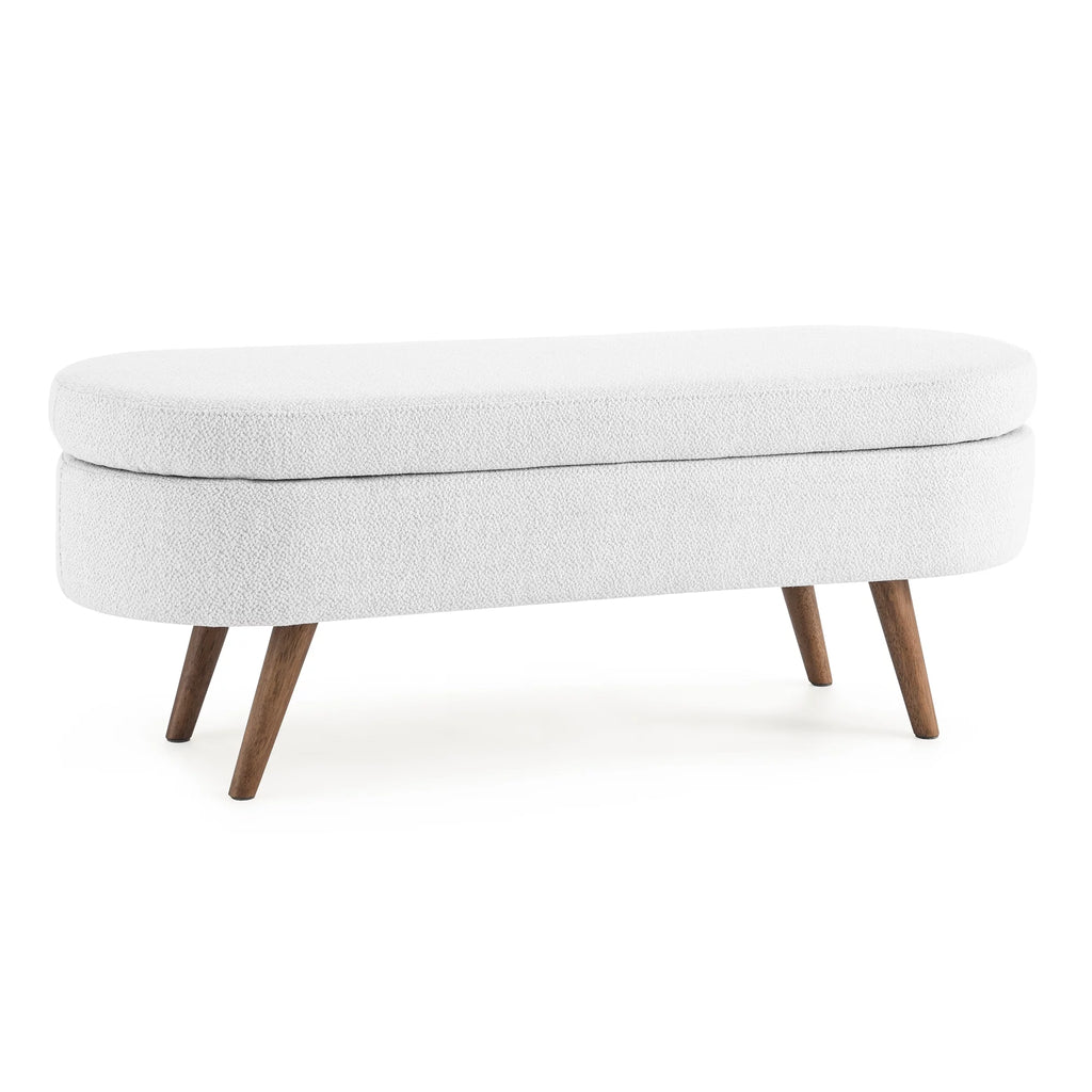 Oval Storage Bench with Rubber Wood Legs L393212