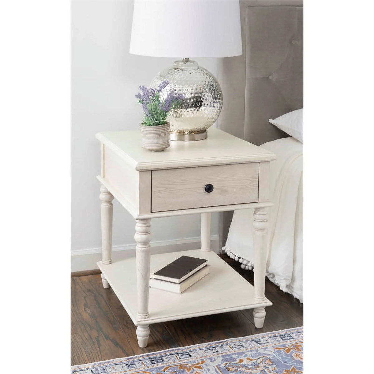 White Wood Side Accent Table Y446202