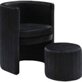 Black Velvet Accent Chair & Ottoman Set Q56136