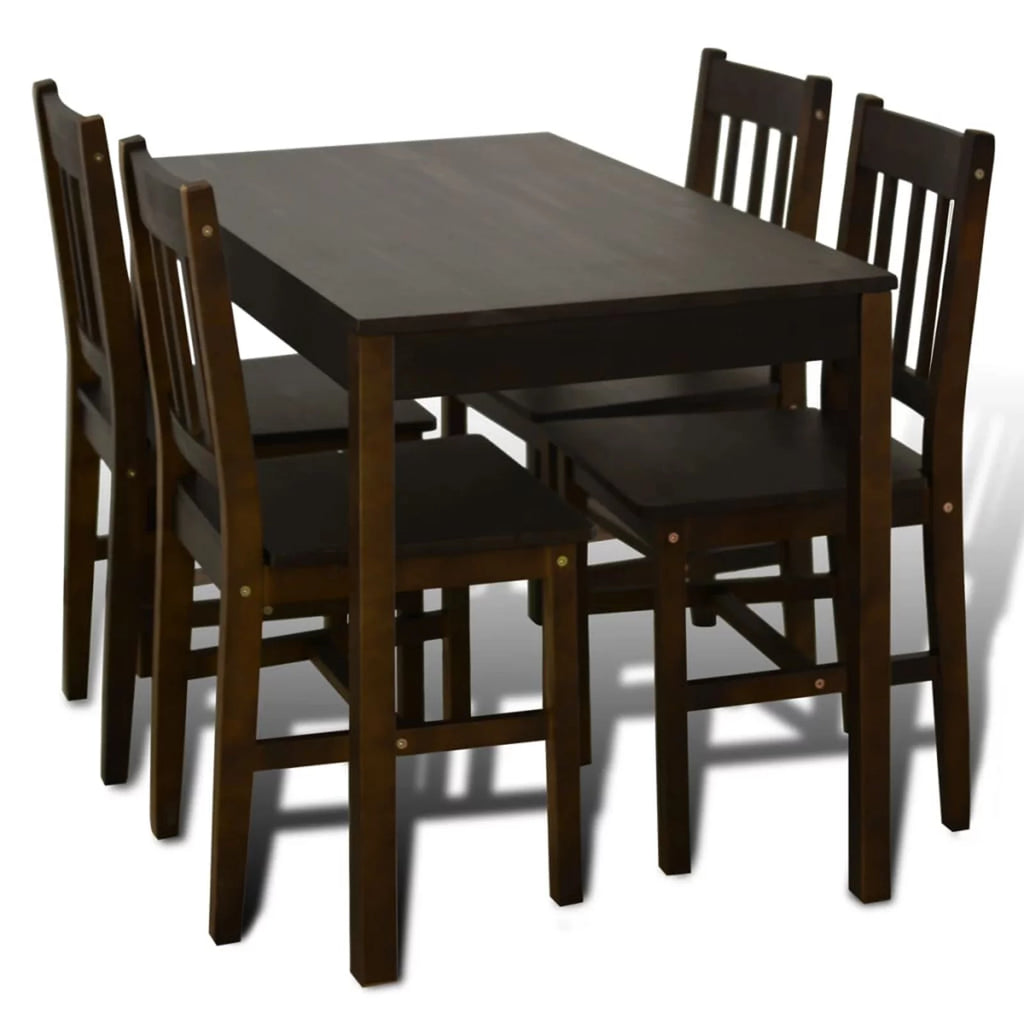 Wooden Dining Table with 4 Chairs Brown W179723