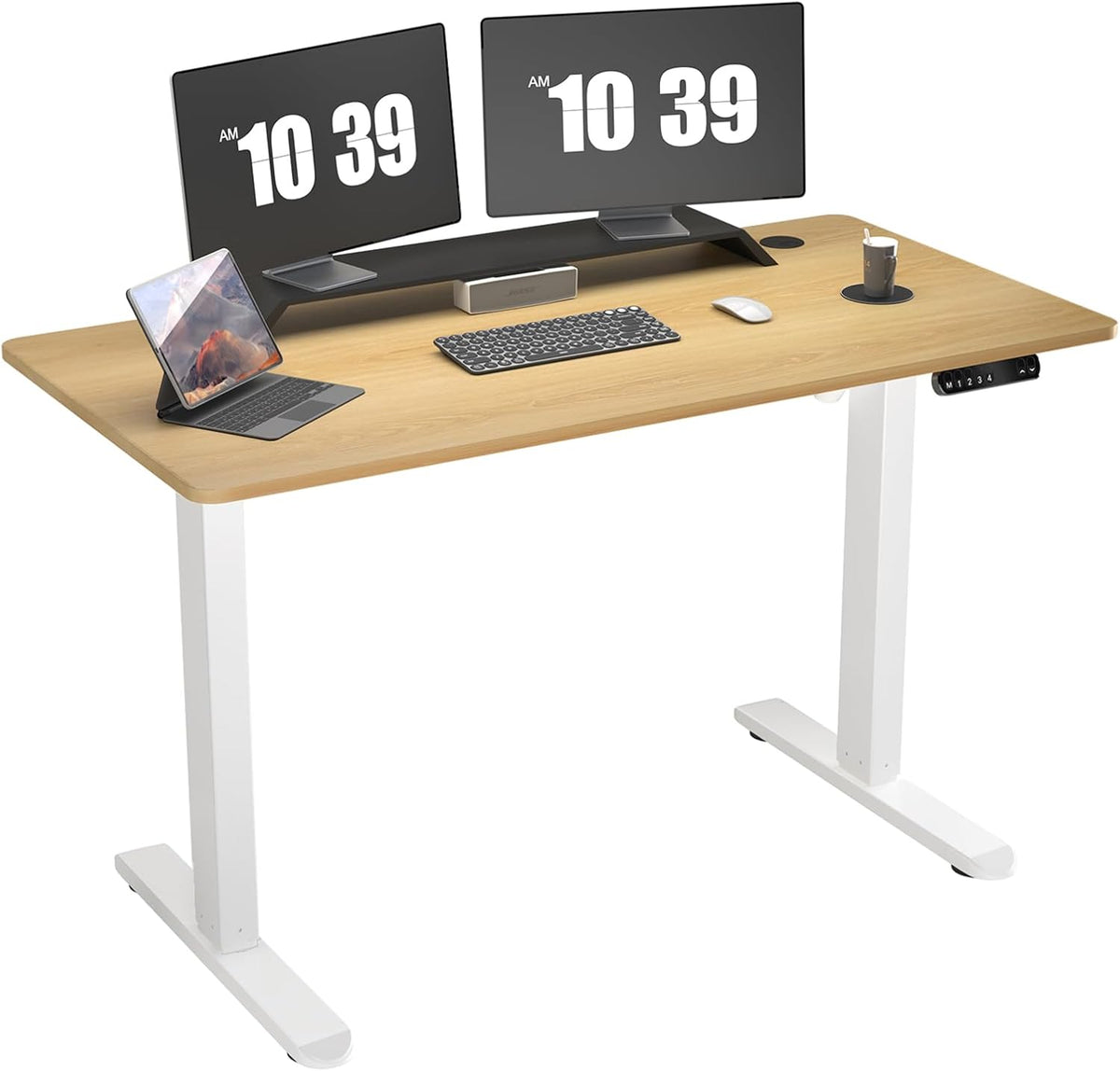 Electric Standing Desk 48 x 24 Inch Adjustable Height Desk with 4 Memory Presets (Maple) G311463