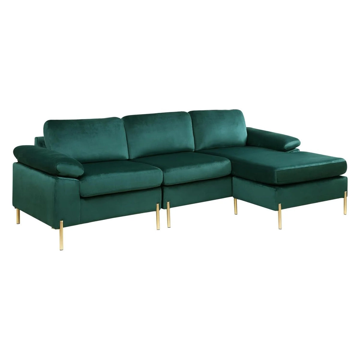 Green Gold Velvet Sectional Sofa D3464