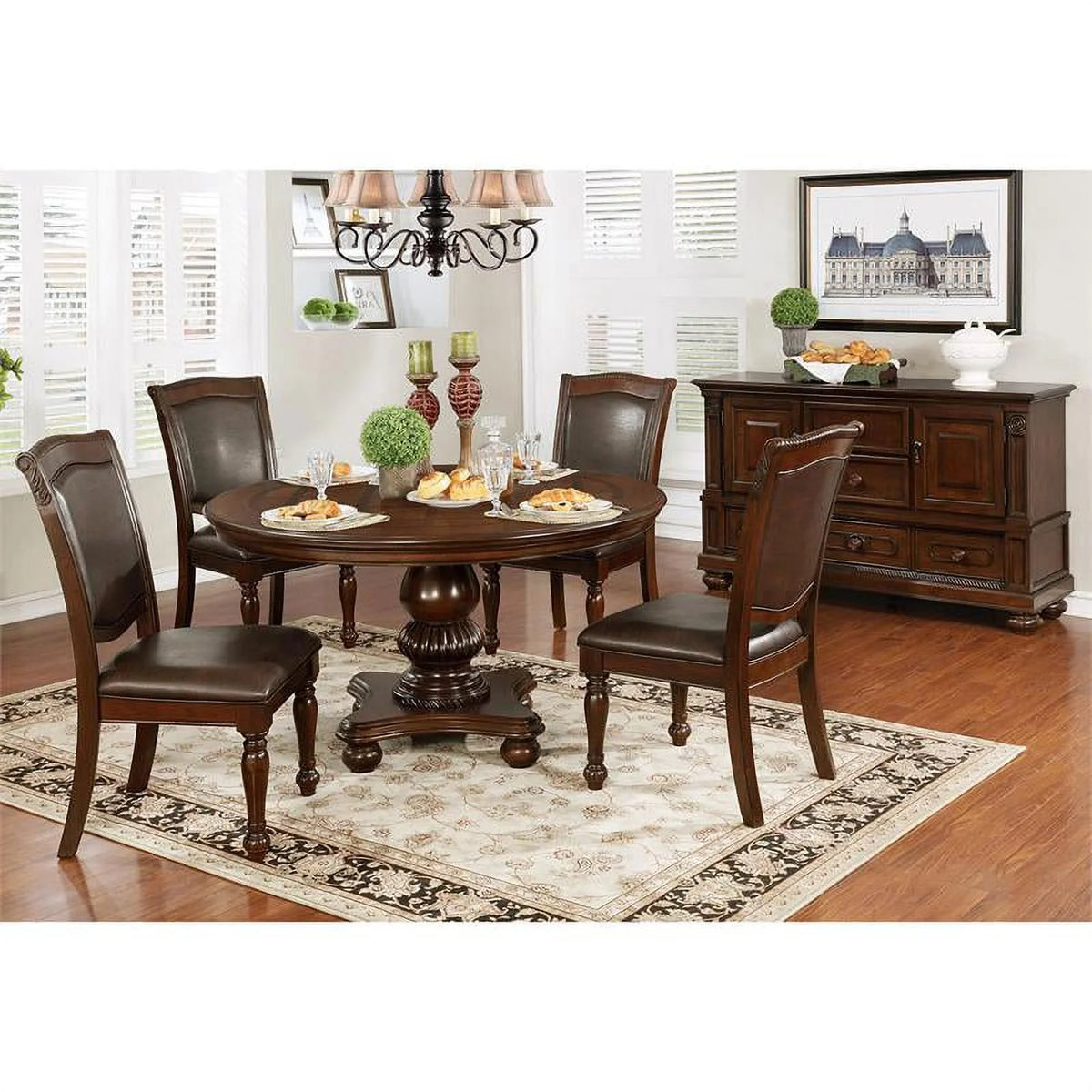 Brown Cherry Wood Side Chair (Set of 2) S5283
