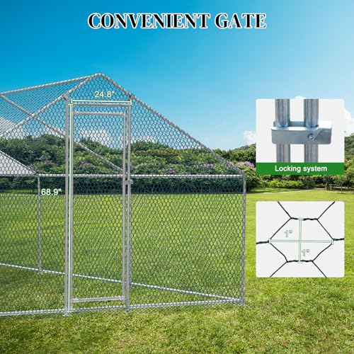 13×10 FT Metal Chicken Coop with Waterproof Cover W873