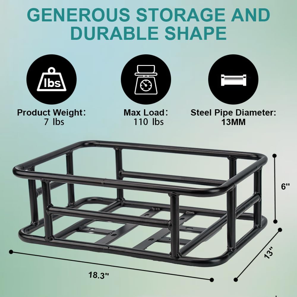 Large Rear Removable Metal Bicycle Basket with Black Liner D88745