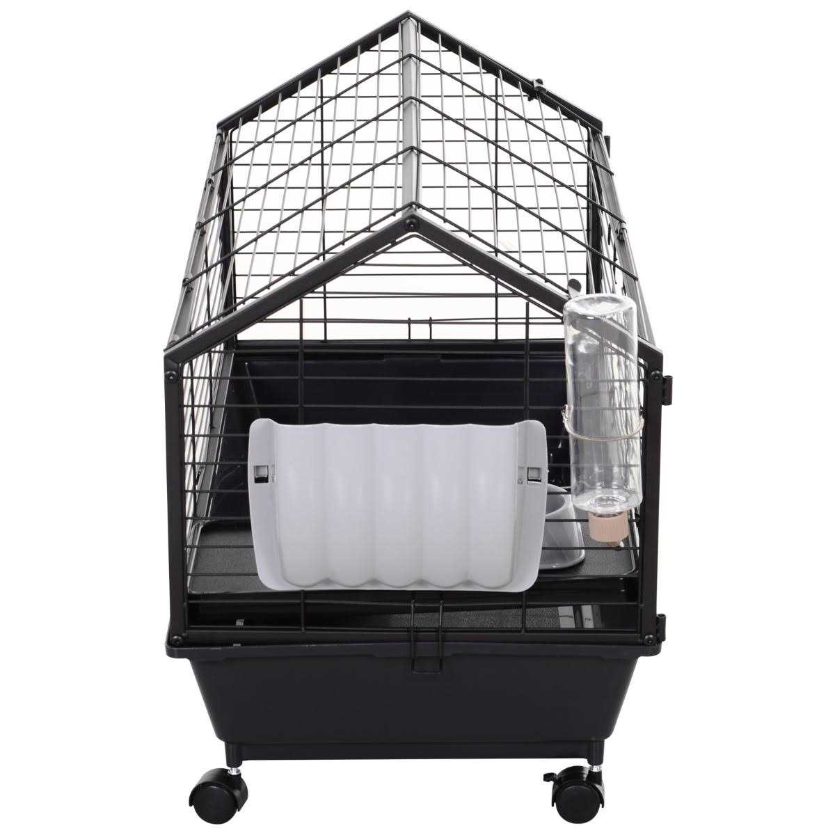 Rolling Metal Small Animal Hutch Cage with Main House and Run U5489