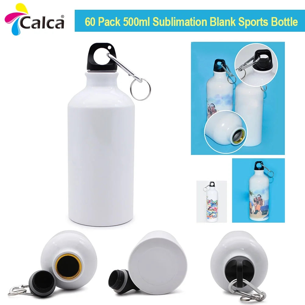 60pcs White Aluminum Sports Bottle 500ml with Individual Box Z1549