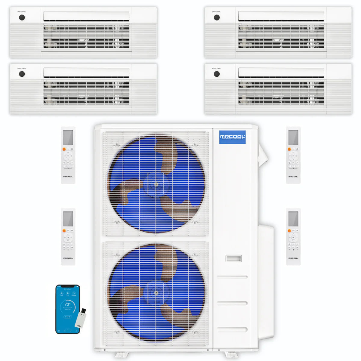 39,000 BTU 4 Zone Ceiling Cassette Ductless Air Conditioner and Heat Pump F187334